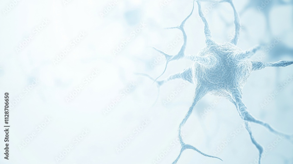 Poster a close-up representation of a neuron illustrating its structure and connections.