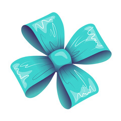 Festive decorative blue gift bow