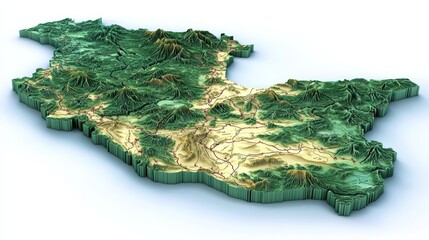 3d green map of Saudi Arabia on white isolated background Saudi Arabia 3d green map