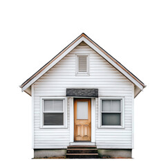 a simple single-family house, front view, on isolated transparent background