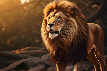 Obraz premium on in the Wild with Golden Sunlight Wildlife Photography. Generative Ai