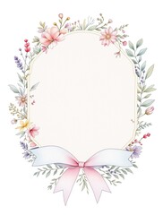 Obraz premium Charming watercolor badge with ribbon and ornamental details, badge, elegant, charming, ribbon
