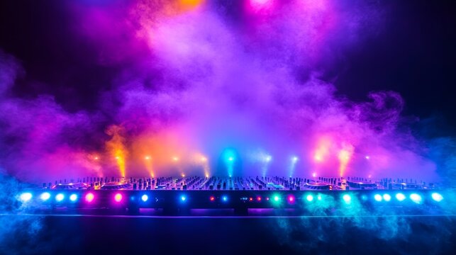 Lights show Lazer show Night club dj party people enjoy of music dancing sound with colorful light club night light dj party club With Smoke Machine and lights