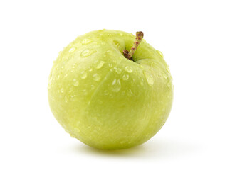 Amla or indian gooseberry witrh water droplet  isolated on white background. Clipping path.