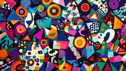 Naklejka premium Abstract Colorful Geometric Shapes Canvas Painting