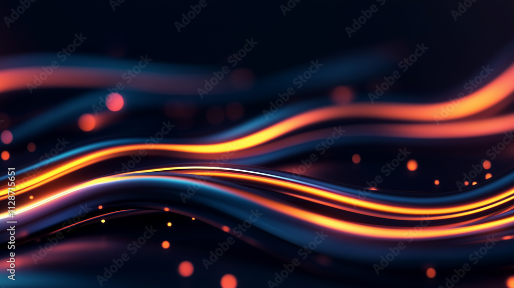 Canvas Prints abstract thin neon orange lines on a black background