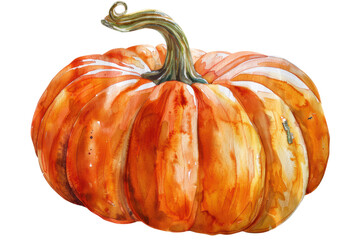 pumpkin illustration watercolor style isolated on white or transparent png