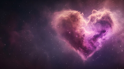 cosmic heart shape formed from vibrant nebulae, glowing in space