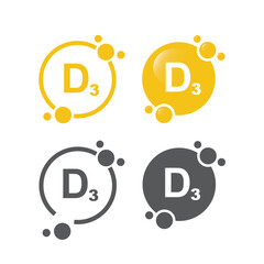 Vitamin D3 gold shining pill, capsule - icon, vector.