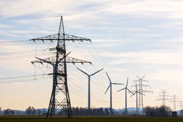 Wind turbines and power lines