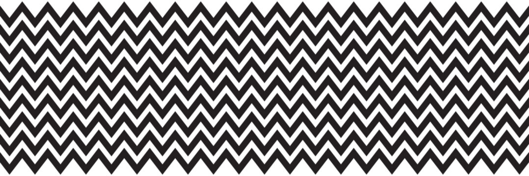 Black zig zag pattern seamless texture illustration. Horizontal zigzag lines background. Black and white zig zag pattern. Parallel jagged stripes texture. Minimalistic graphic print.