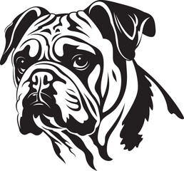 Bulldog Silhouette Vector Illustration White Background