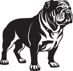Obraz premium Bulldog Silhouette Vector Illustration White Background