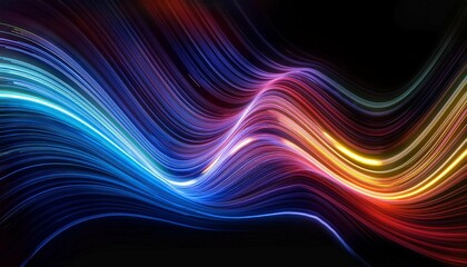 Obraz premium dynamic multicolored glowing lines on a black background