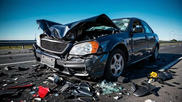 broken car on the road accident