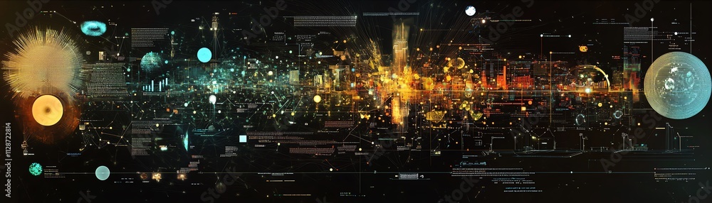 Poster futuristic global data analytics system