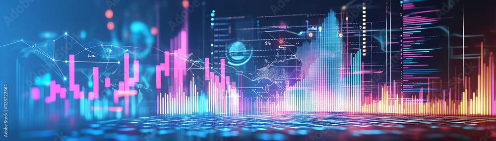 Poster futuristic global data analytics system