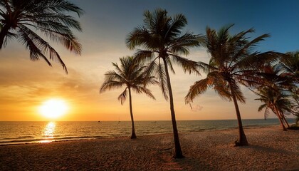 palm trees in the sunset generative ai