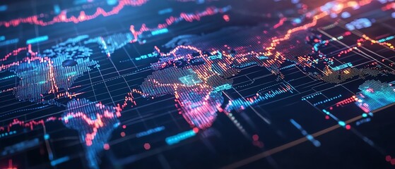 Obraz premium Isometric view of a datadriven global market