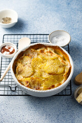 Traditional potato gratin with cream