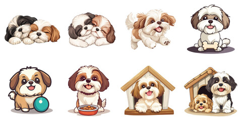 PNG Shih tzu no bg sample mockup set dog and pet aniamtion concept using for decoration.