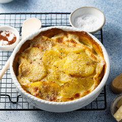 Traditional potato gratin with cream
