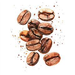 Watercolor coffee bean illustration
