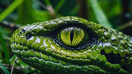 Fototapeta premium close of a green snake