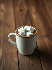 Obraz premium Hot chocolate with marshmallows in a mug on a table, indulgent, tabletop, mug