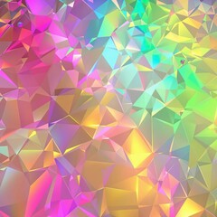 Fototapeta premium Hologram paper with geometric shapes and vibrant colors, cutting edge material, innovative design, optical illusion