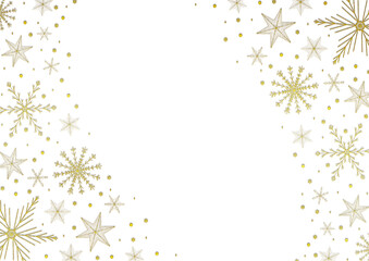 Golden Snowflake and Starry Christmas Background