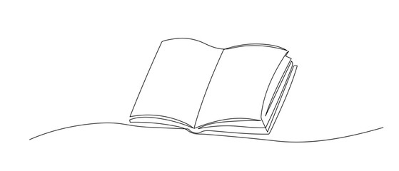 Book one line sketch. Hand drawn doodle vector illustration isolated on white background