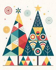 Obraz premium abstract christmas trees geometric shapes