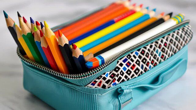 Colorful assortment of pens and erasers for school