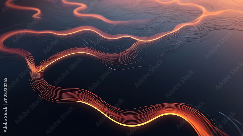 Poster a vibrant flowing data streams abstract digital art work in motion and energy background design.