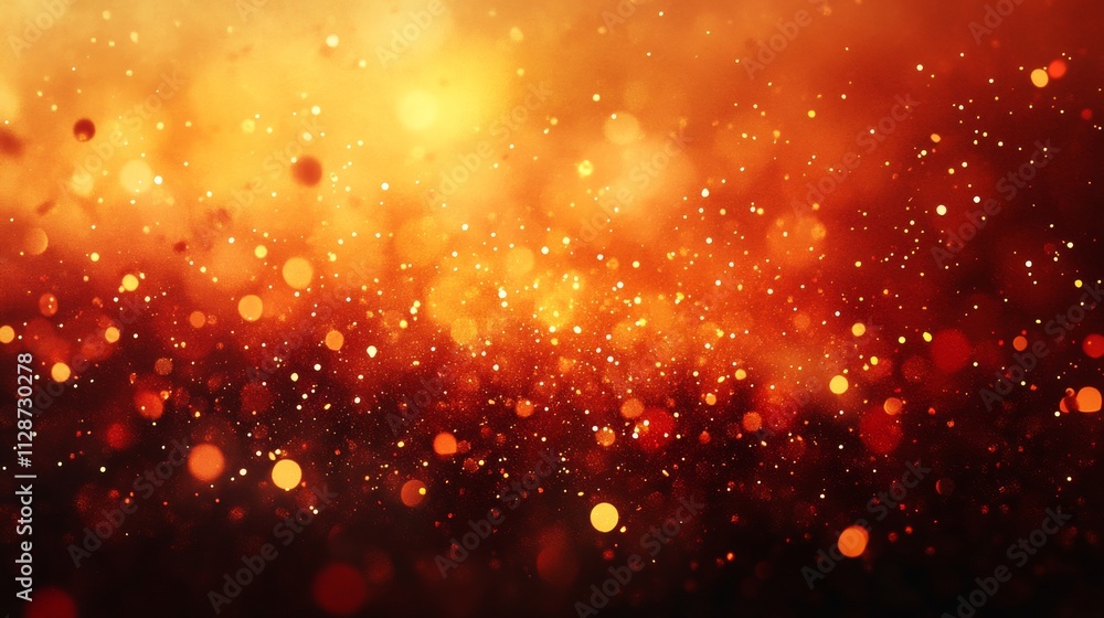 Poster Warm Golden Bokeh Background with Festive Sparkle and Depth