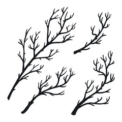 Bare Branch Black Silhouette illustration
