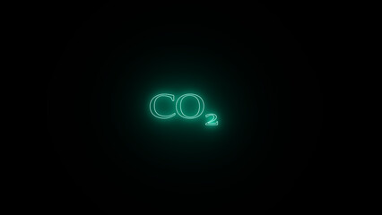 co2 neon effect text isolated on black background.