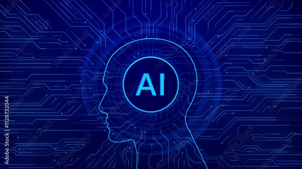 Poster 3d futuristic cyber technology innovation interface brain artificial intelligence concept, circuit b