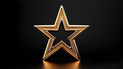Fototapeta premium A shiny gold star on a dark background, featuring intricate detailing that highlights its three-dimensional form.