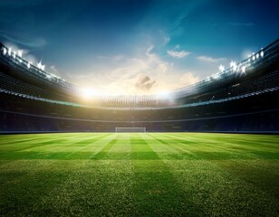 Soccer stadium field in day mood with light 