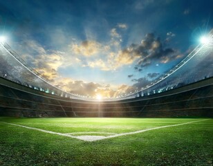 Soccer stadium field in day mood with light 