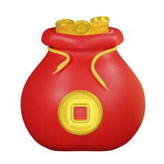3D Ang pao illustration set, 3D Chinese new year Coin bag illustration, 3D Chinese new year coin bag icon, 3D chinese new year ang pao icon