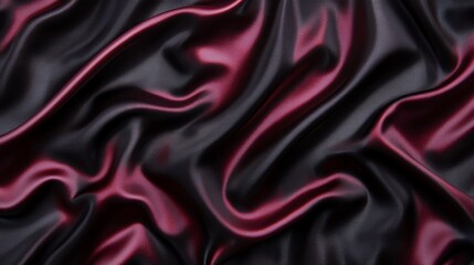 Obraz premium Black red burgundy silk satin Soft wavy folds Shiny fabric Dark cherry luxury background with space for design Christmas Birthday Valentine Elegant rich chic fancy Flat lay table top view