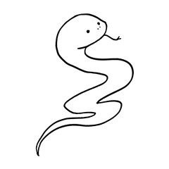 手描きのシンプルなヘビ 右向き