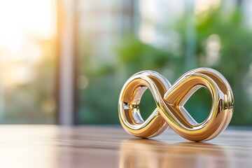 The number 2025 crafted in the style of smooth, metallic gold, with an infinity symbol incorporated within its structure. The background is blur