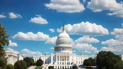 Fototapeta premium A panoramic view of the United States Capitol building