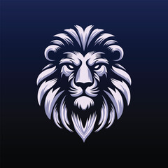 A Fierce Lion Logo Designed With A Contemporary Aesthetic, Featuring A Strong Silhouette, Intricate Details In The Mane, And Piercing Eyes
