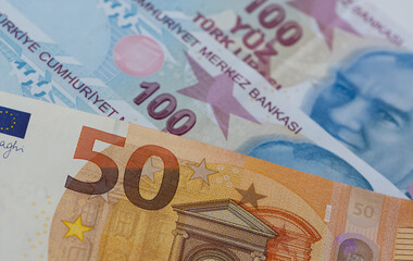 Images of banknotes of various countries. turkish lira photos.