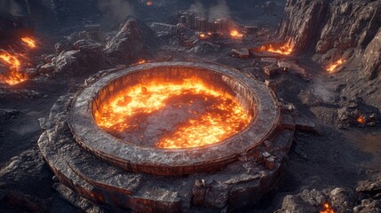 Molten Crater in a Post-Apocalyptic Landscape